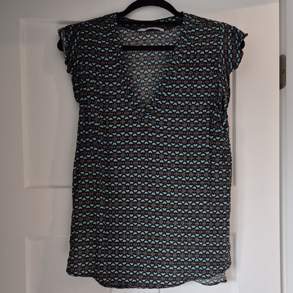 Patterned Black and Blue Women's Top